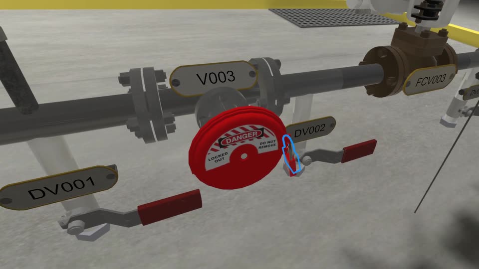 Isolations: a valve locked off with a danger tag
